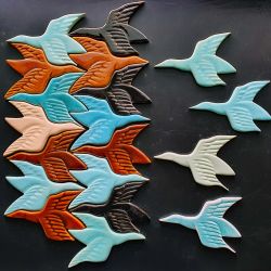 Two birds Escher tile handmade