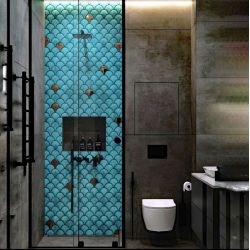 плитка чешуя в интерьере ванной