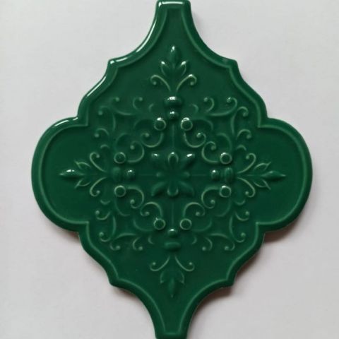 Плитка Арабески с узором зеленая Художественная раскраска
