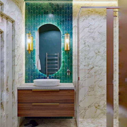Плитка Капли синяя зеленая для ванной комнаты